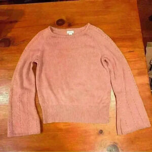 Sundance Pink Pullover Long Bell Sleeve. Medium Supima Cotton Merino Wool Blend.